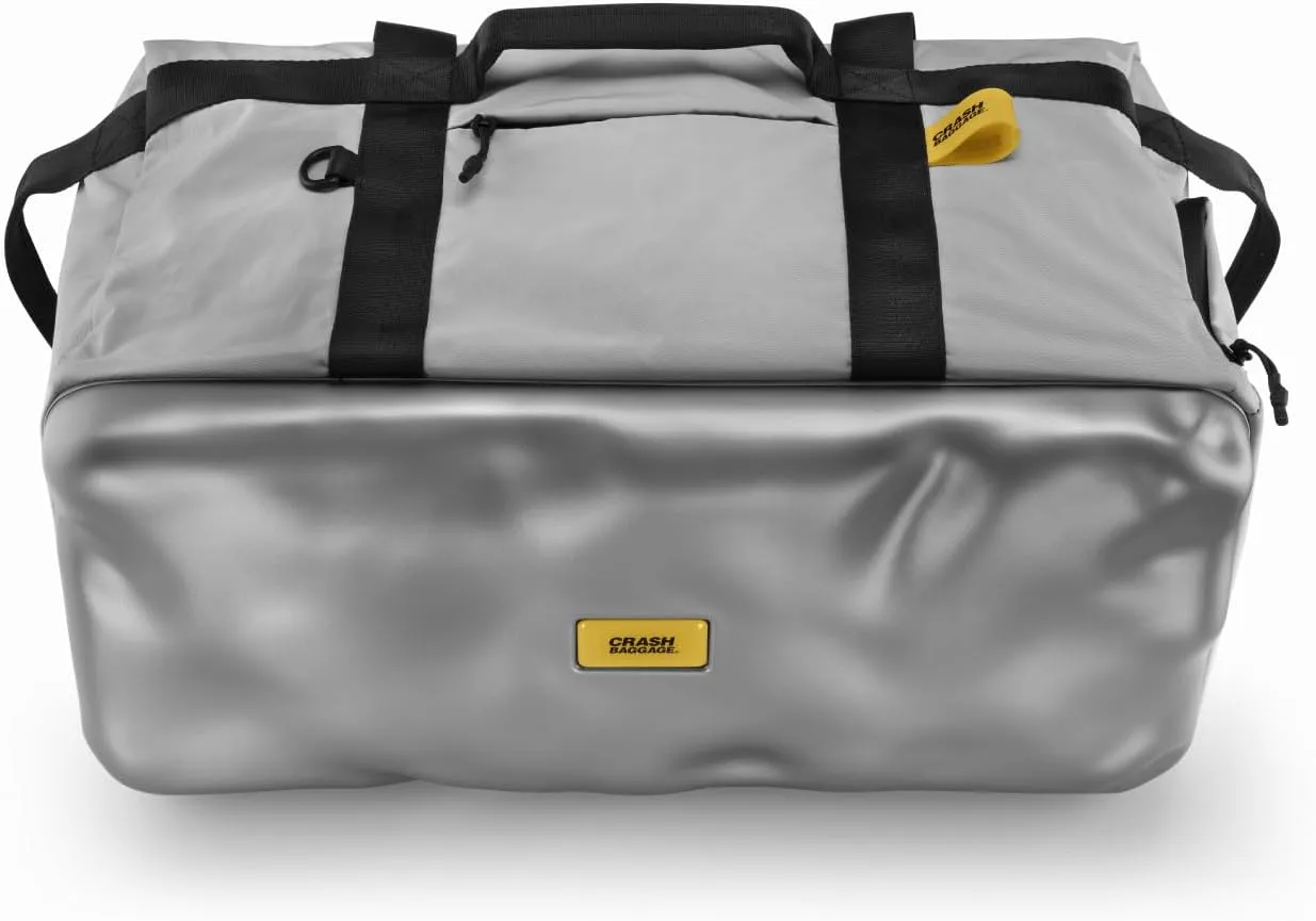 Crash Baggage Hard Weekender Bag – Travel Duffel with Structured Base, Lightweight, Durable & Water Resistant - Weekend Bag & Carry On with Luggage Strap, 34L - Silver