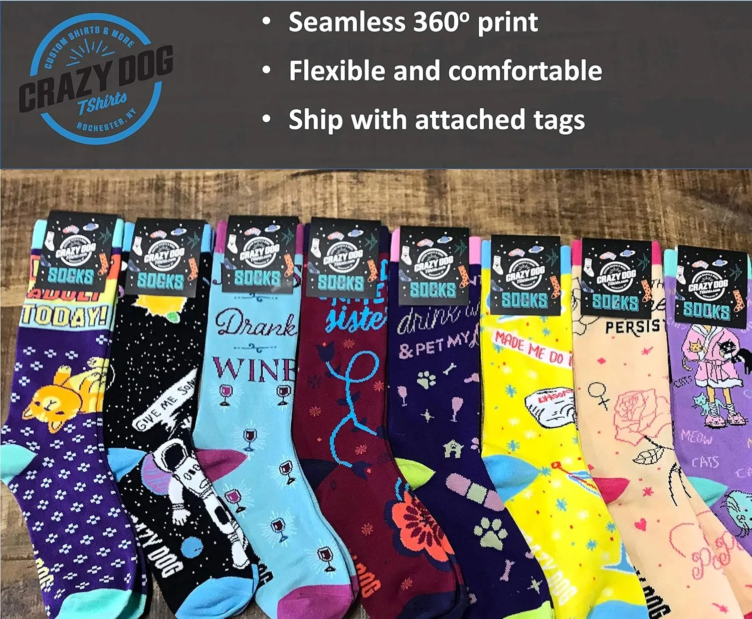 Crazy Dog Womens Christmas Socks Cute Cozy Festive Xmas Socks for the Holidays