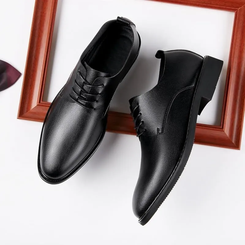 CSCDD Men's Casual Waxing Lace-up Formal Leather Shoes Soft Sole Comfortable Versatile Suitable for Driving Office Daily Travel Soft Sole Non-Slip