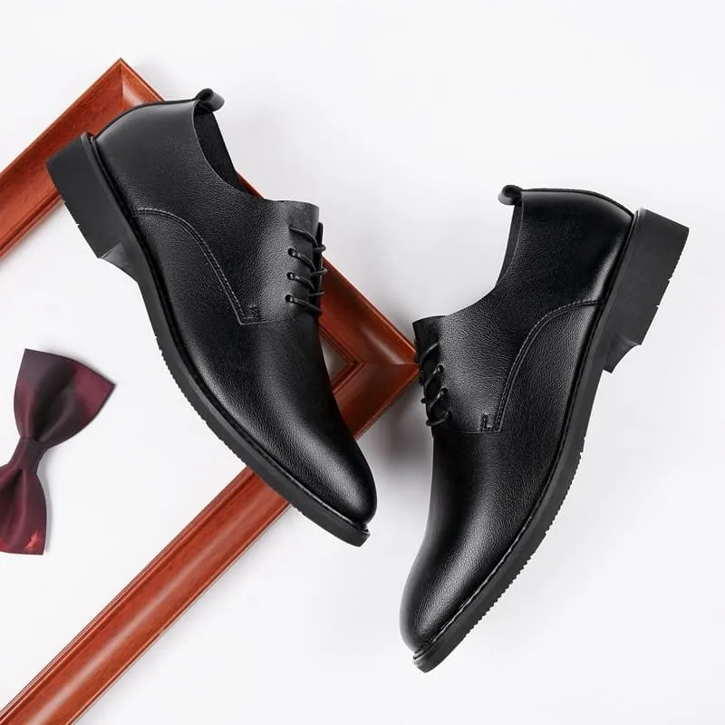 CSCDD Men's Casual Waxing Lace-up Formal Leather Shoes Soft Sole Comfortable Versatile Suitable for Driving Office Daily Travel Soft Sole Non-Slip
