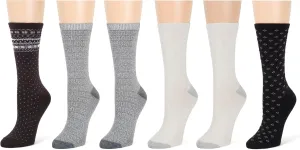 Cuddl Duds Women Super Soft 6 Pair Pack Modern Multicolor Easy Care Crew Midweight Socks