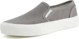 CUSHIONAIRE Fulton Women’s Slip-On Sneaker – Frayed Canvas Casual Shoe with Memory Foam & Flexible Outsole