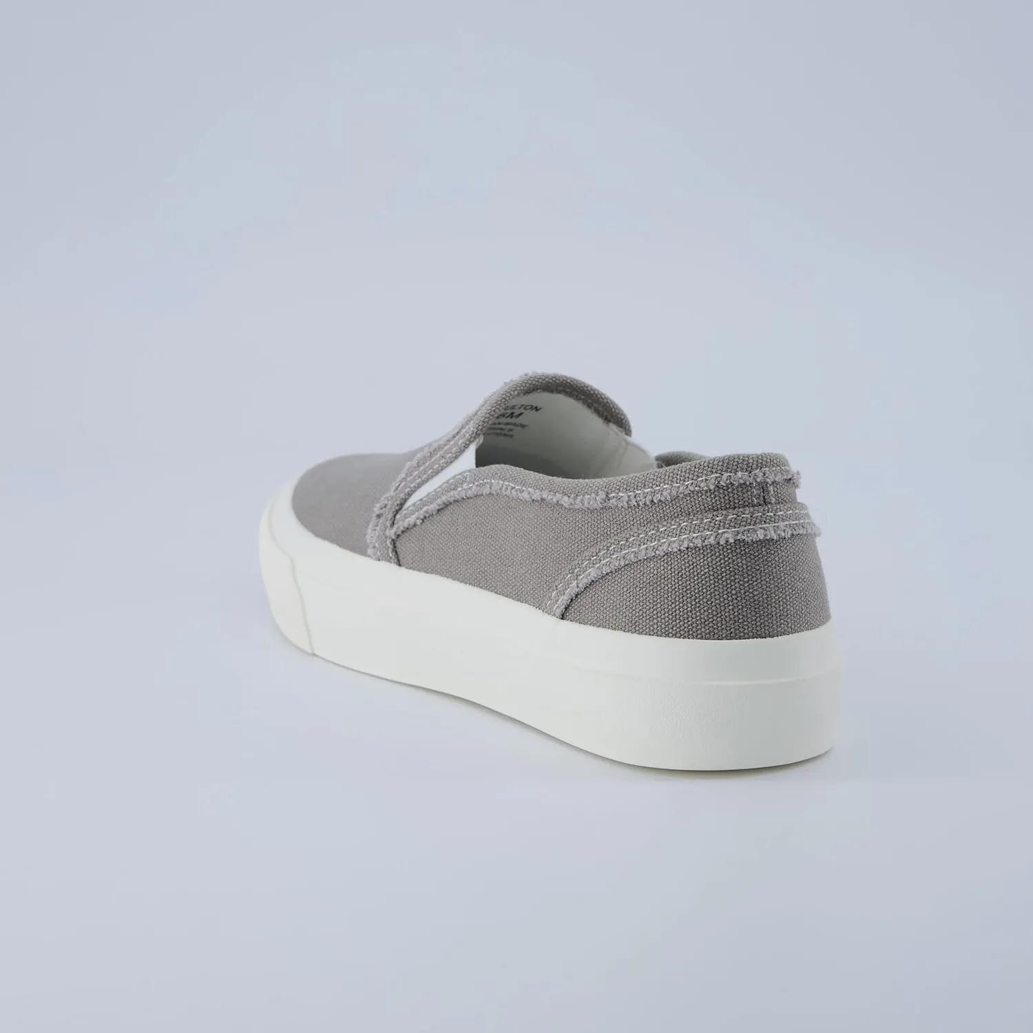 CUSHIONAIRE Fulton Women’s Slip-On Sneaker – Frayed Canvas Casual Shoe with Memory Foam & Flexible Outsole