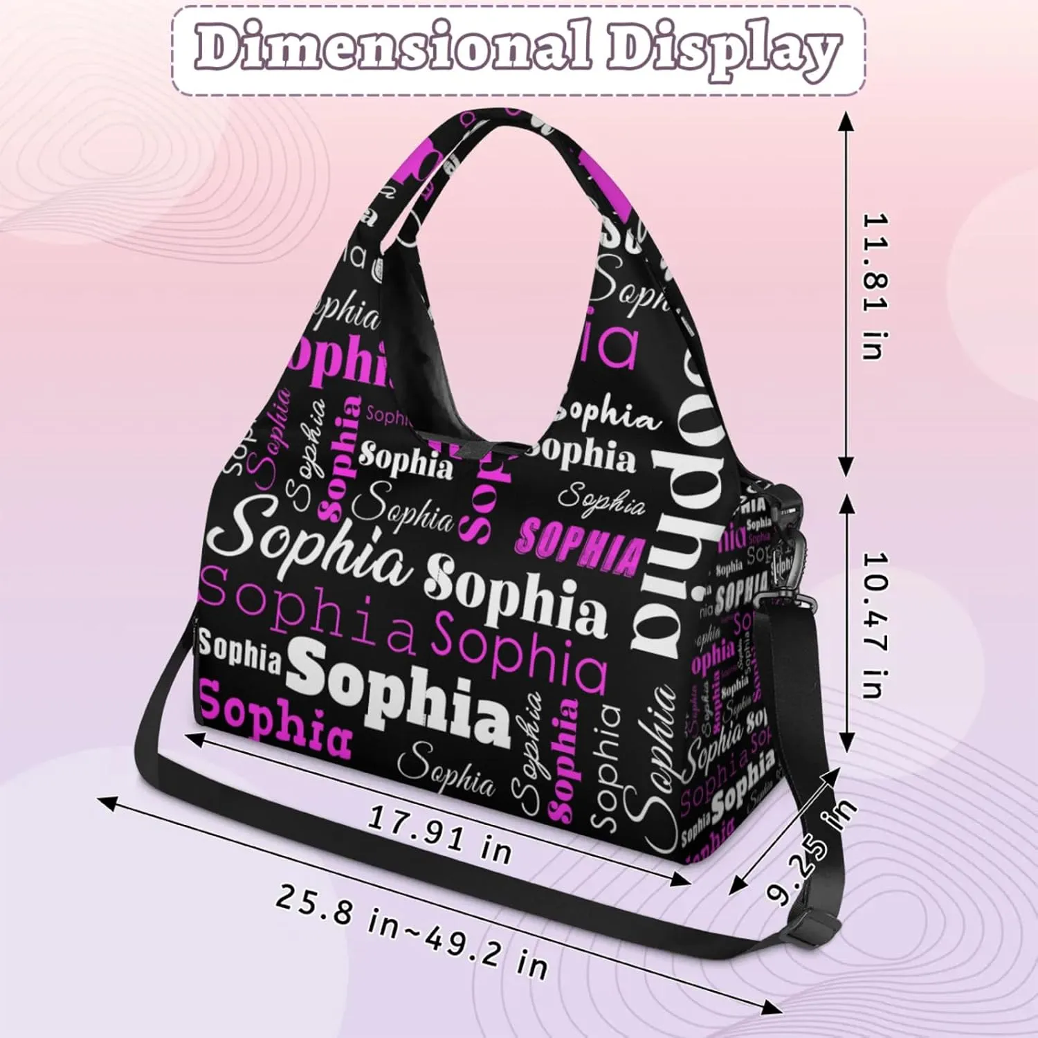 Custom Name Women Sports Gym Travel Bag with Shoes Compartment Personalized Yoga Mat Tote Bag for Pilates