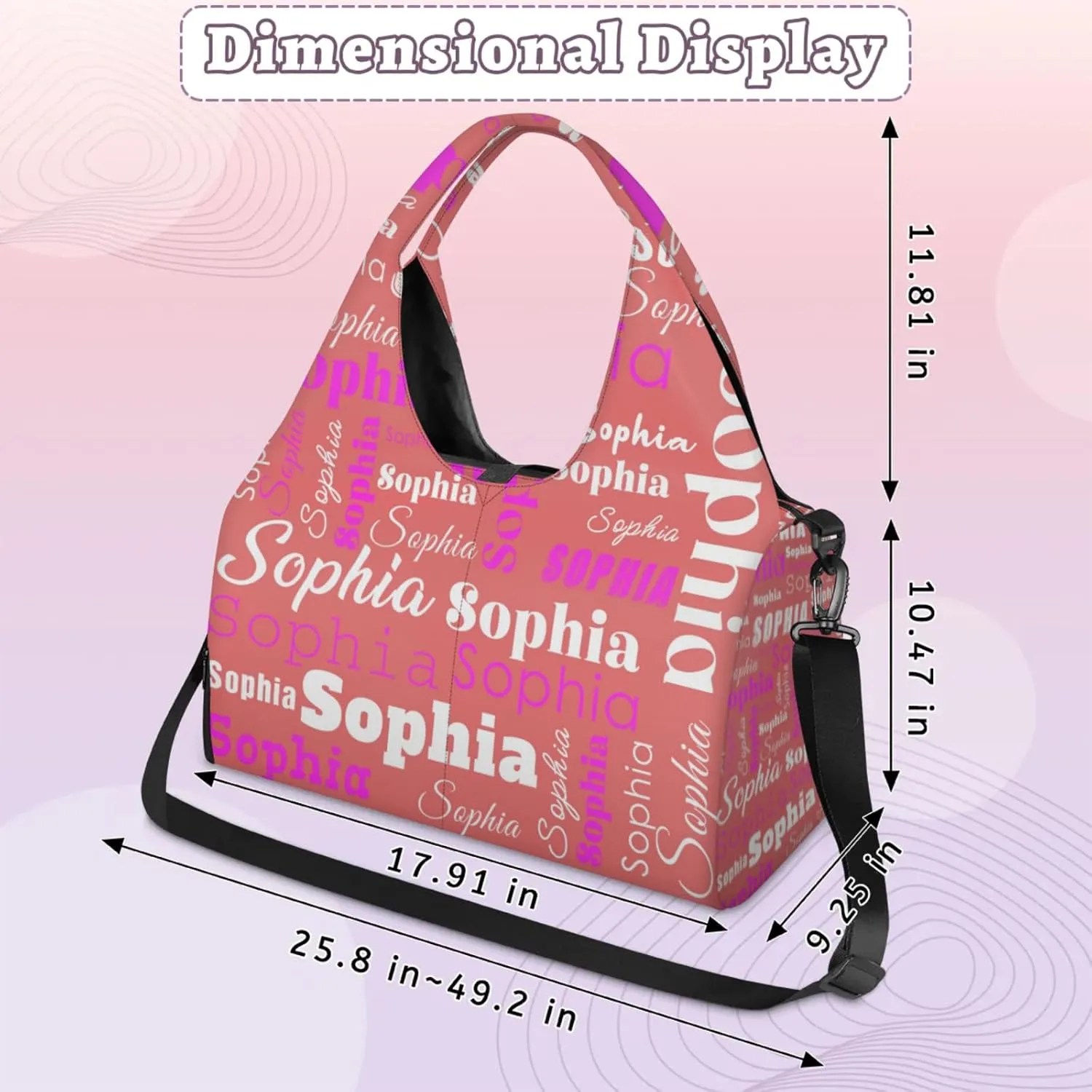 Custom Name Women Sports Gym Travel Bag with Shoes Compartment Personalized Yoga Mat Tote Bag for Pilates