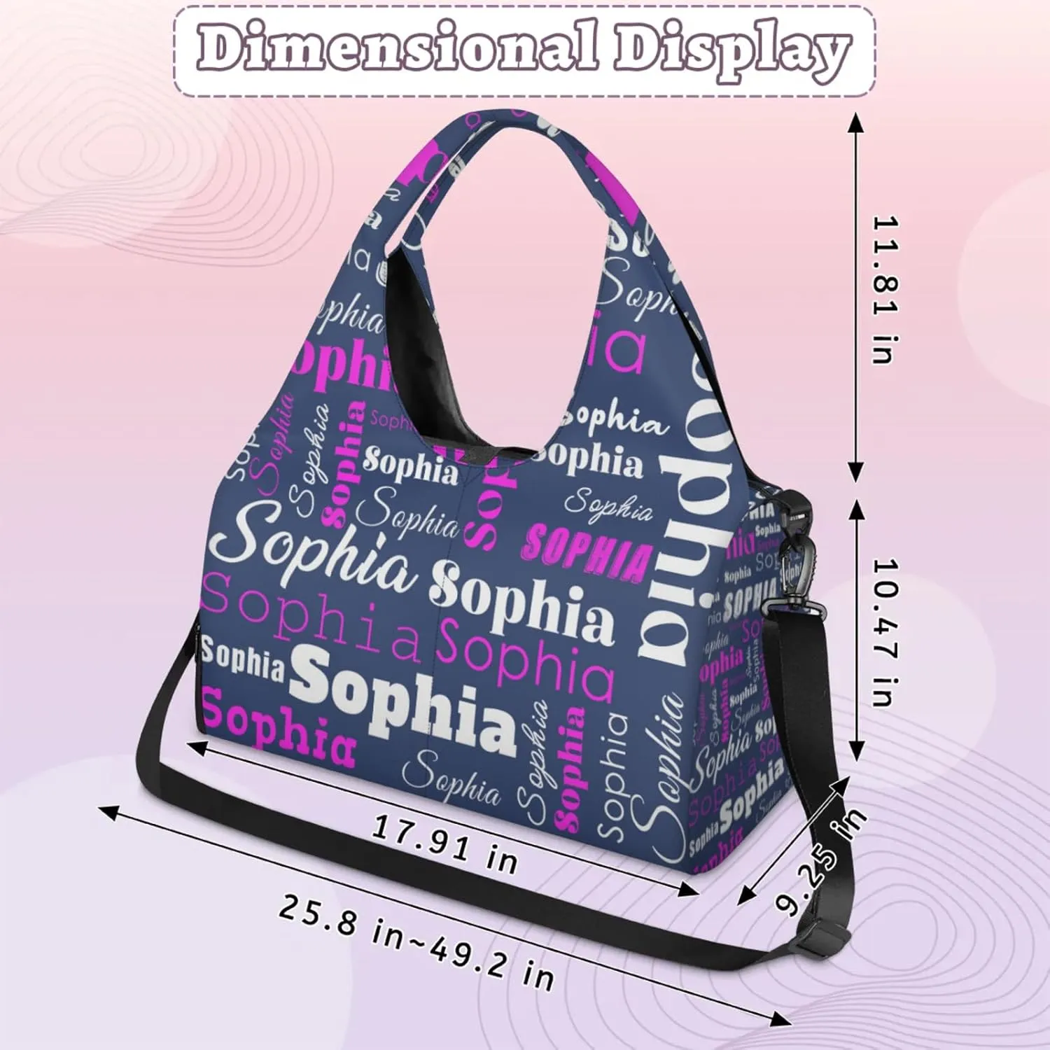 Custom Name Women Sports Gym Travel Bag with Shoes Compartment Personalized Yoga Mat Tote Bag for Pilates