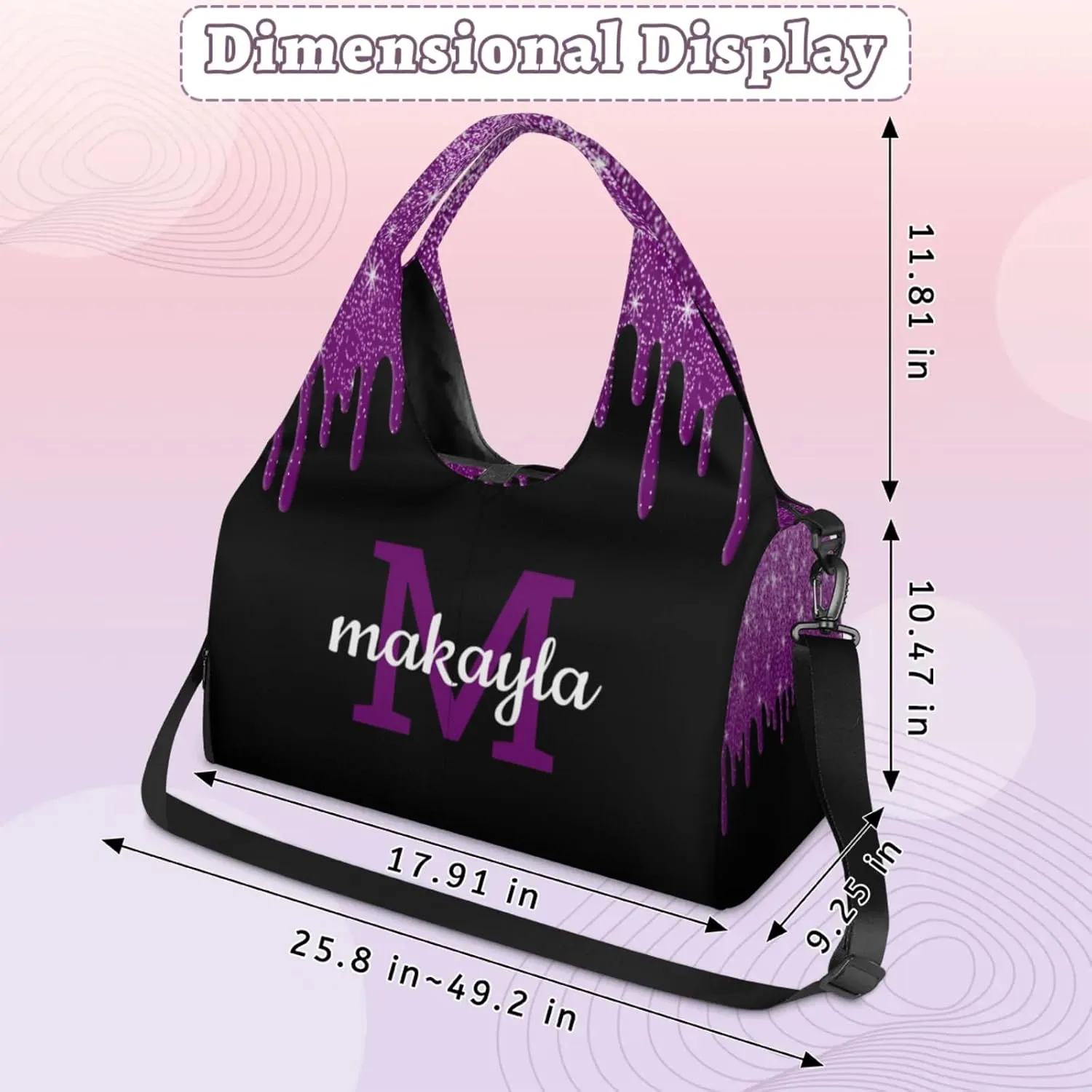 Custom Name Yoga Mat Bag for Women Personalized Sports Gym Duffle Shoulder Bags for Travel Pilates