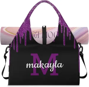 Custom Name Yoga Mat Bag for Women Personalized Sports Gym Duffle Shoulder Bags for Travel Pilates