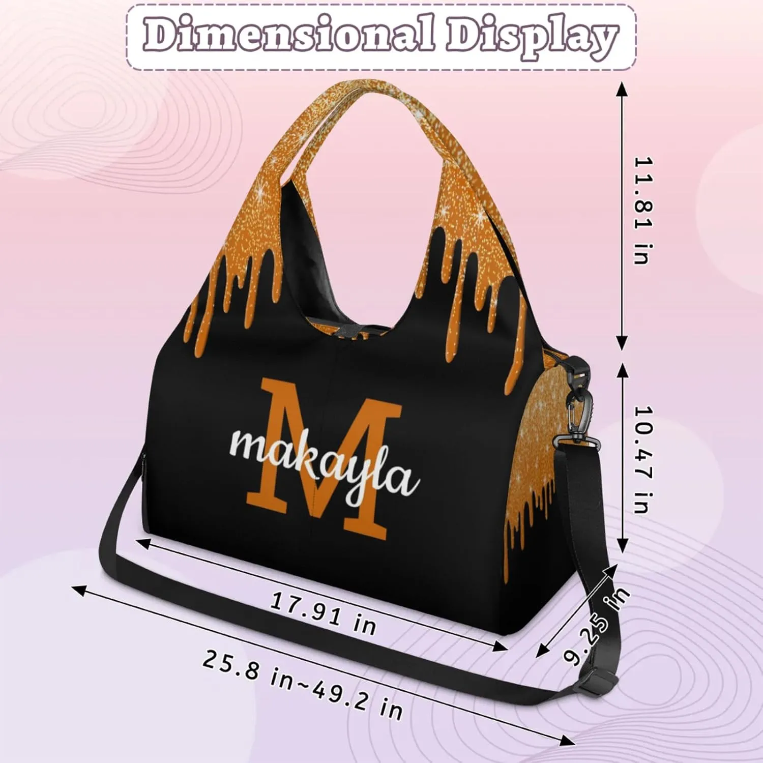 Custom Name Yoga Mat Bag for Women Personalized Sports Gym Duffle Shoulder Bags for Travel Pilates