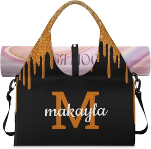 Custom Name Yoga Mat Bag for Women Personalized Sports Gym Duffle Shoulder Bags for Travel Pilates