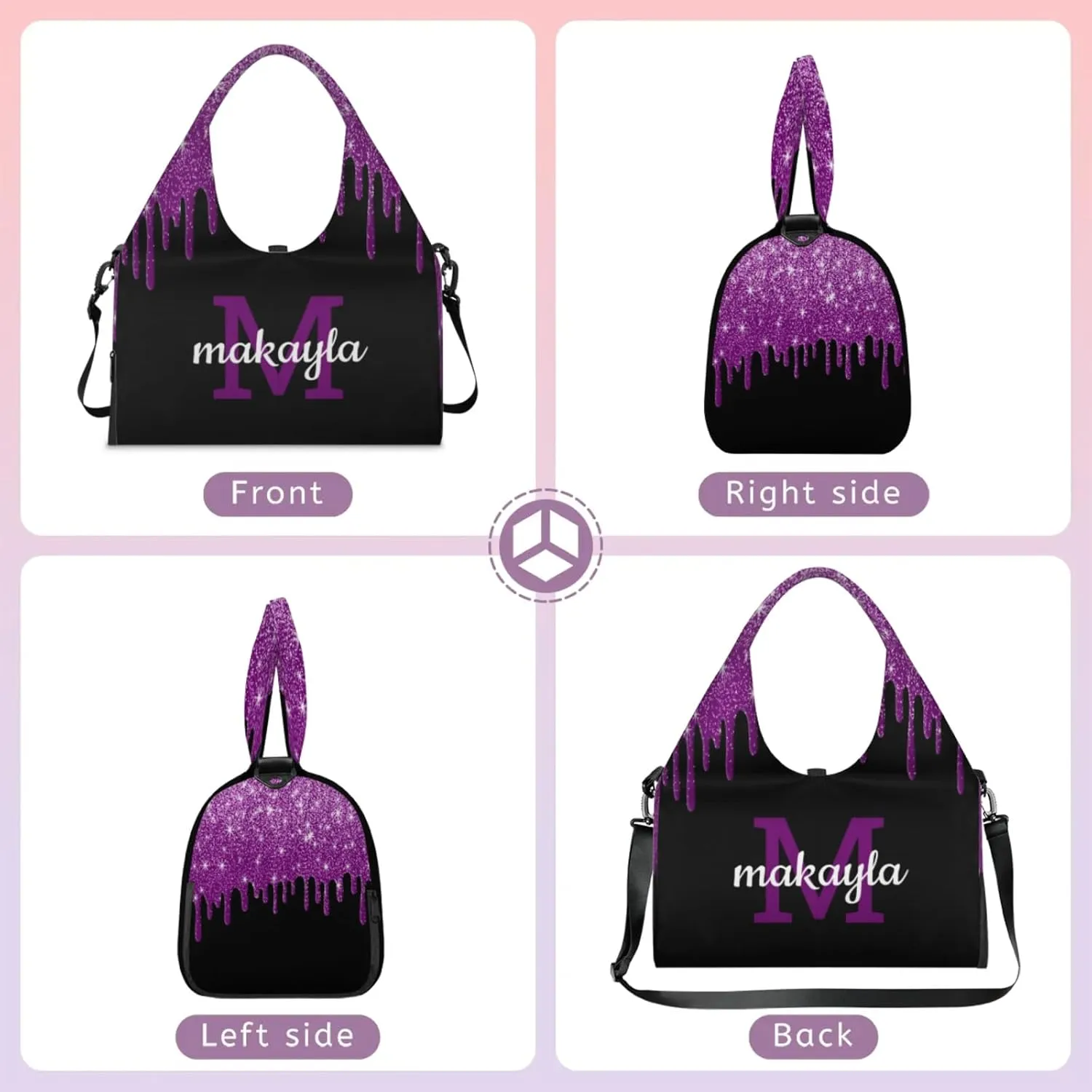 Custom Name Yoga Mat Bag for Women Personalized Sports Gym Duffle Shoulder Bags for Travel Pilates