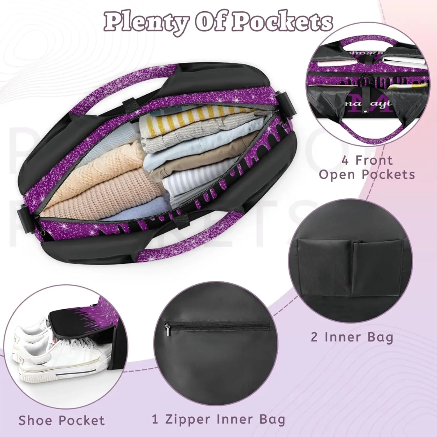 Custom Name Yoga Mat Bag for Women Personalized Sports Gym Duffle Shoulder Bags for Travel Pilates