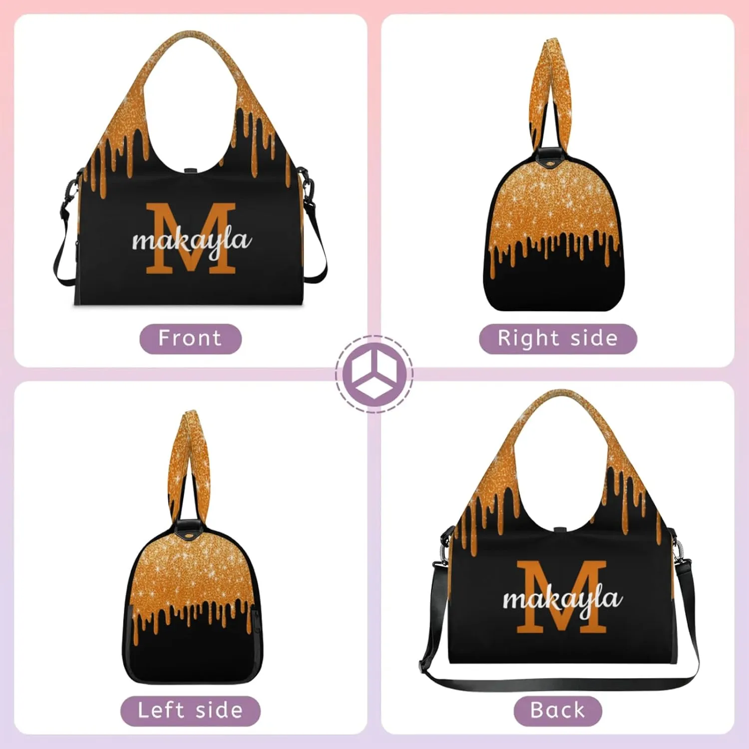 Custom Name Yoga Mat Bag for Women Personalized Sports Gym Duffle Shoulder Bags for Travel Pilates