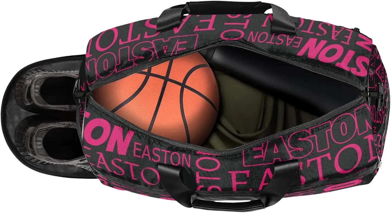 Custom Sport Gym Duffel Bag with Shoe Compartment Personalized Name Travel Overnight Bag Waterproof Customized Dance Bag Carry-On Tote, Black