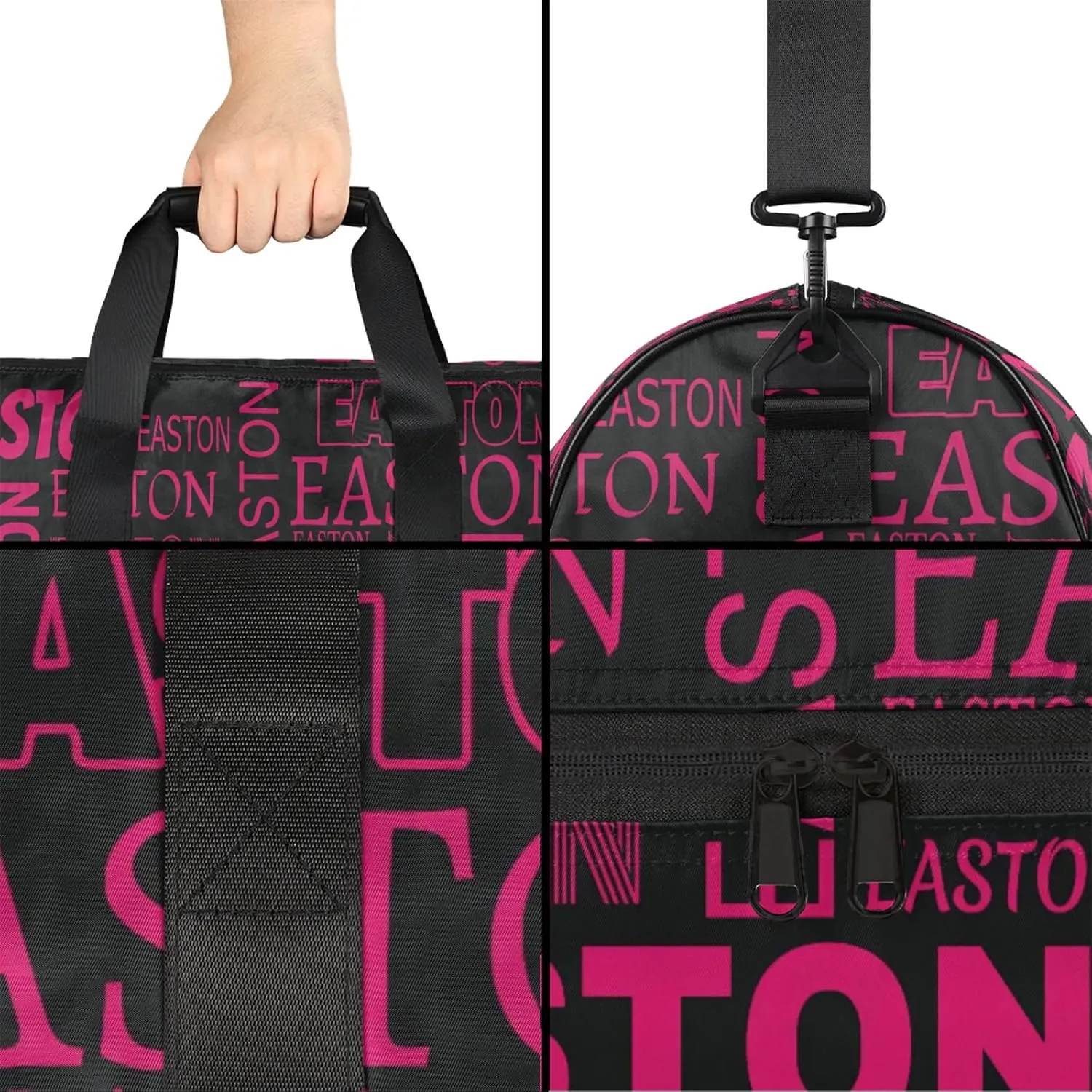 Custom Sport Gym Duffel Bag with Shoe Compartment Personalized Name Travel Overnight Bag Waterproof Customized Dance Bag Carry-On Tote, Black