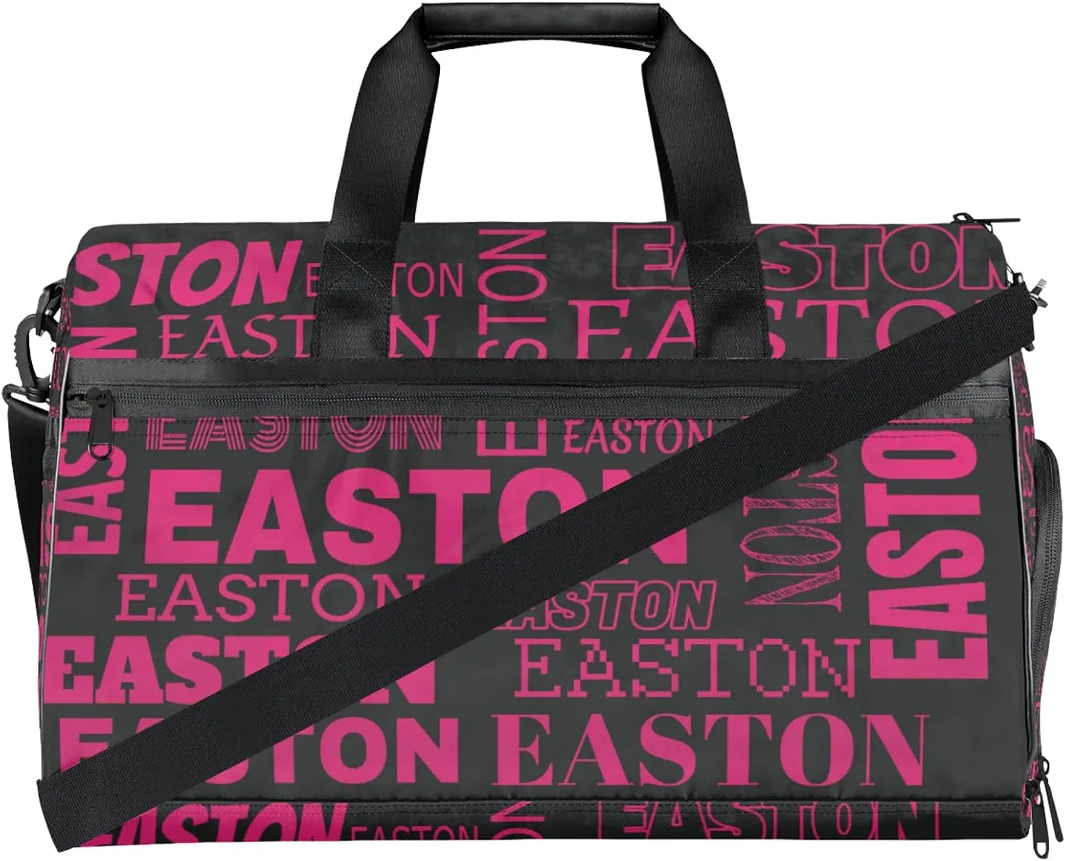 Custom Sport Gym Duffel Bag with Shoe Compartment Personalized Name Travel Overnight Bag Waterproof Customized Dance Bag Carry-On Tote, Black