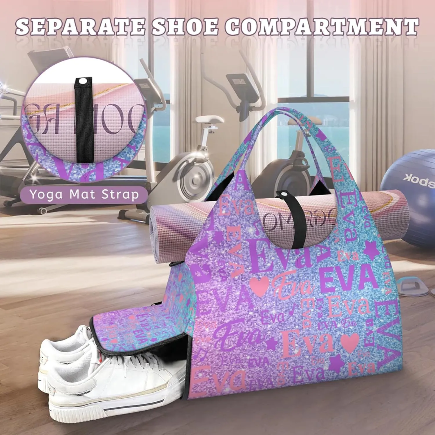 Custom Women Dance Ballet Duffle Bag Personalized Name Yoga Mat Sport Gym Bags