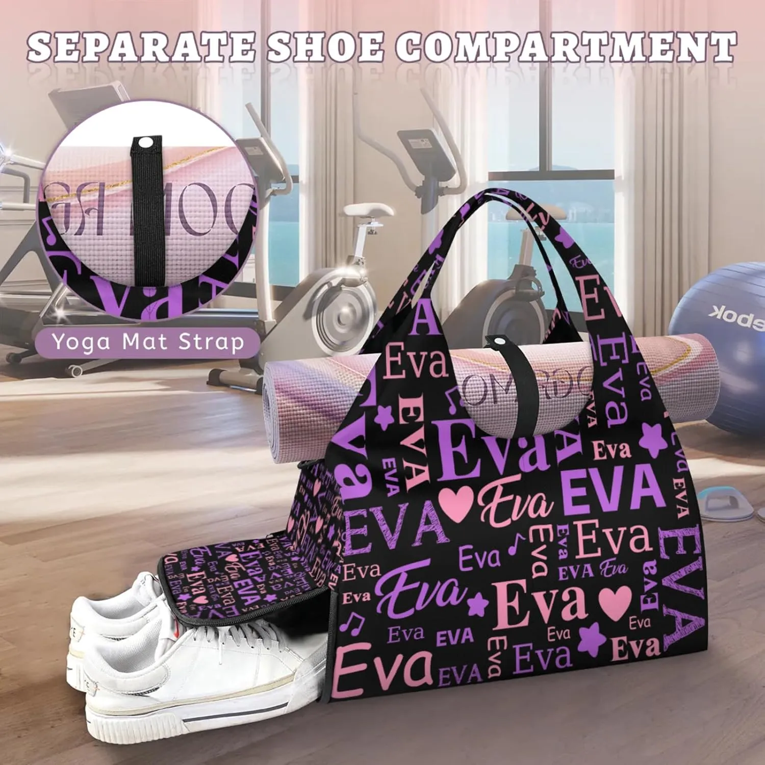 Custom Women Dance Ballet Duffle Bag Personalized Name Yoga Mat Sport Gym Bags
