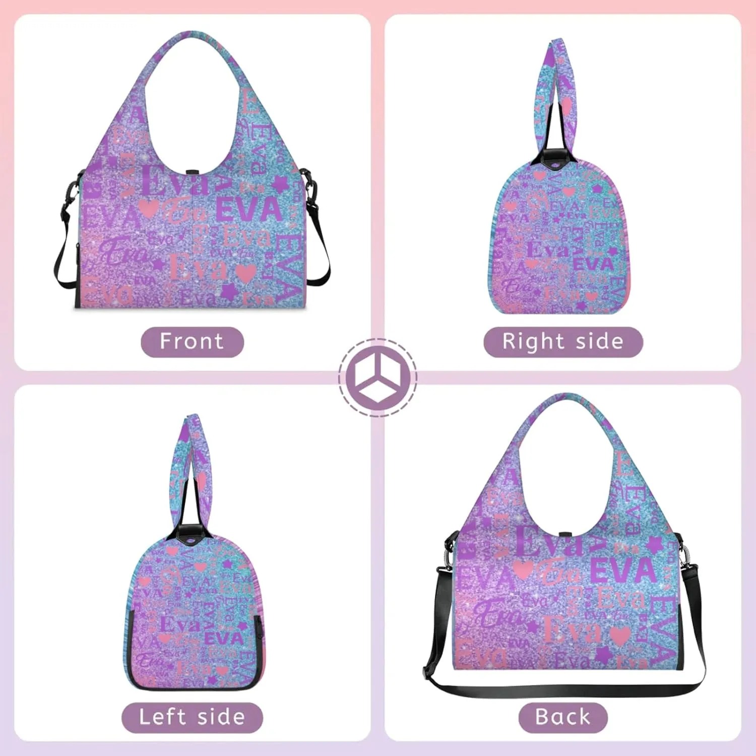 Custom Women Dance Ballet Duffle Bag Personalized Name Yoga Mat Sport Gym Bags