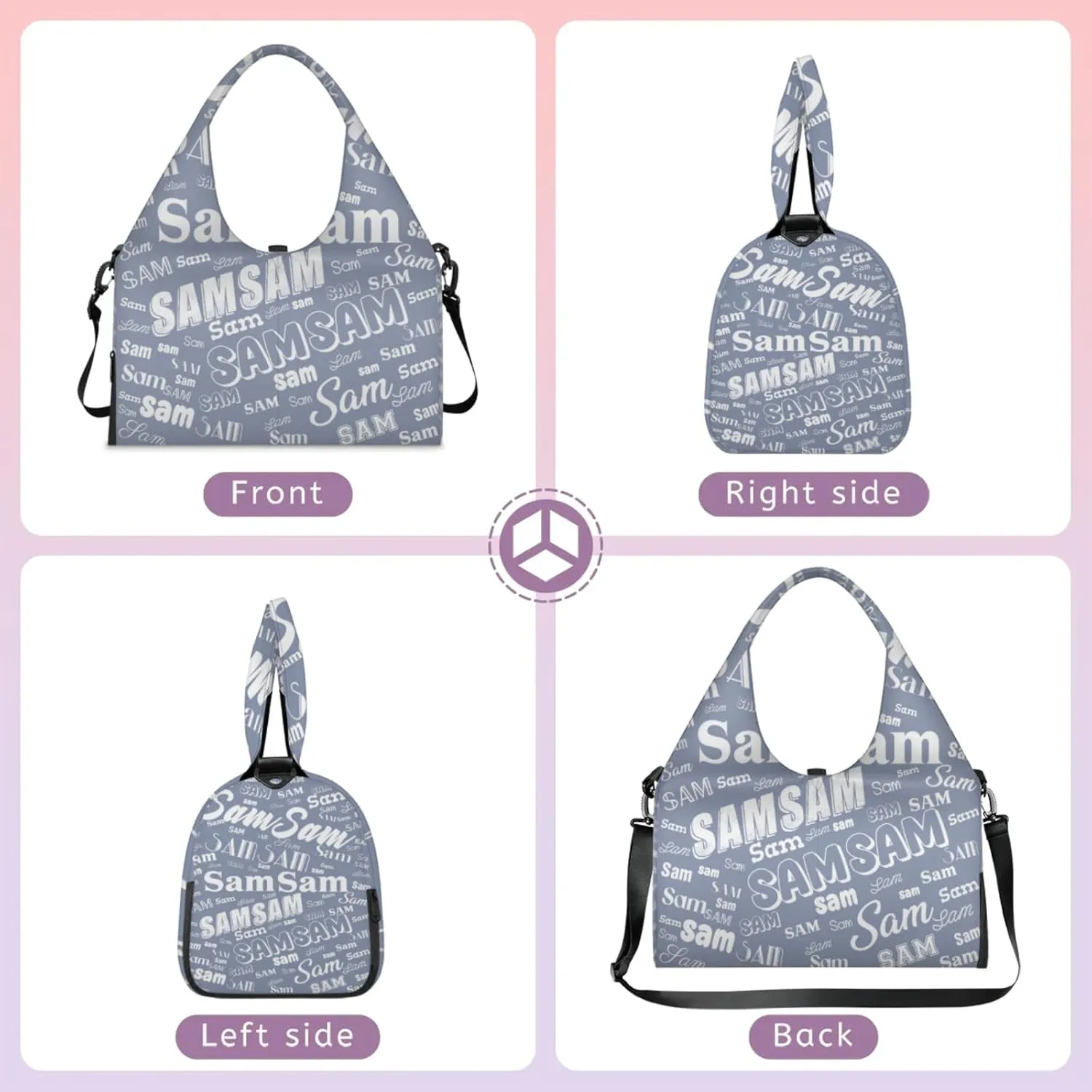 Custom Yoga Mat Bag for Women Personalized Name Dance Duffle Weekender Overnight Bag
