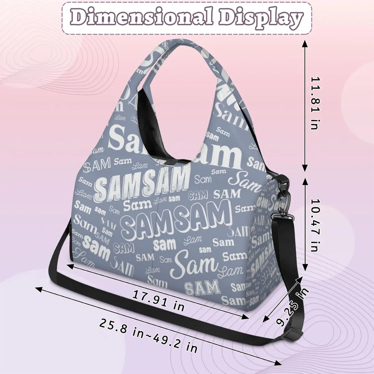 Custom Yoga Mat Bag for Women Personalized Name Dance Duffle Weekender Overnight Bag