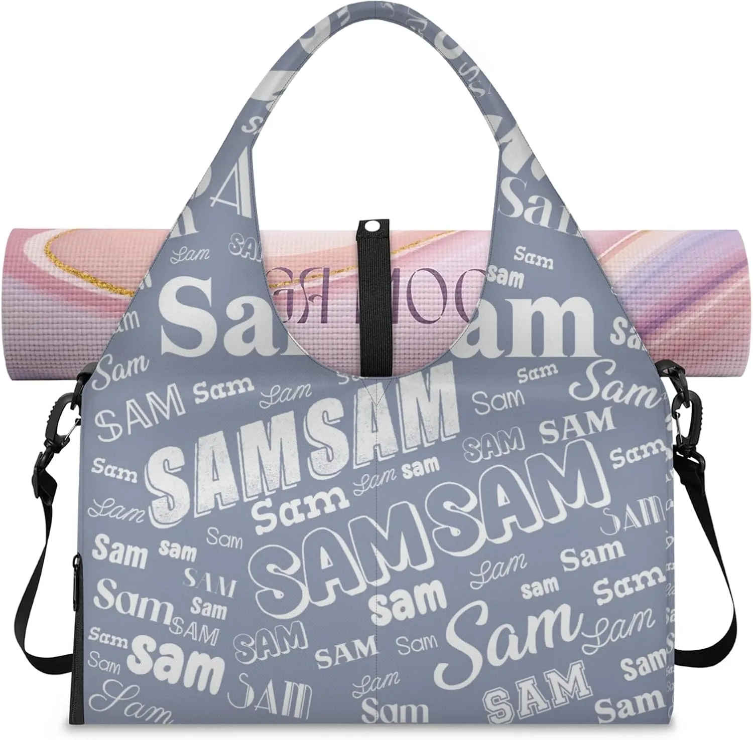 Custom Yoga Mat Bag for Women Personalized Name Dance Duffle Weekender Overnight Bag
