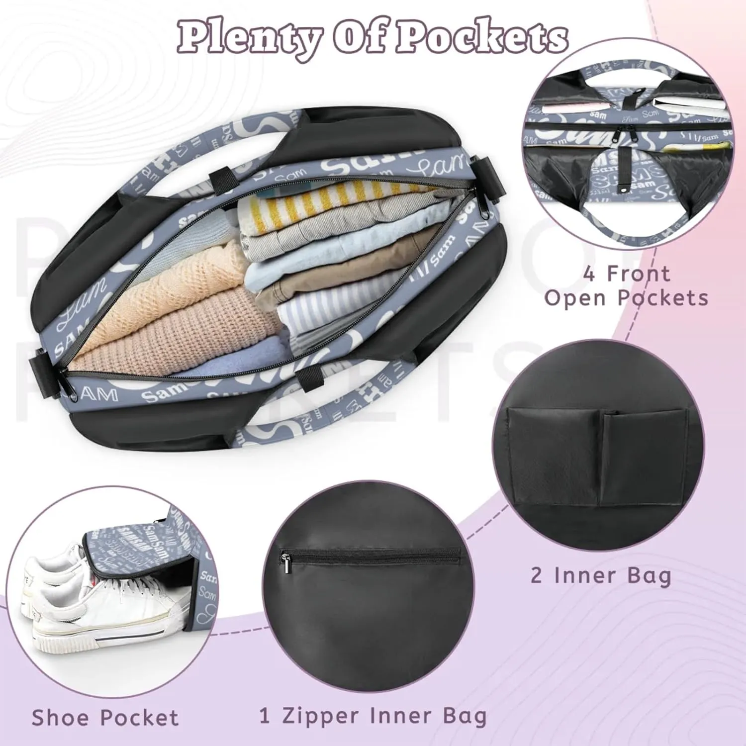 Custom Yoga Mat Bag for Women Personalized Name Dance Duffle Weekender Overnight Bag