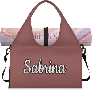 Custom Yoga Mat Gym Bag Tote Bag for Women Travel Workout Personalized Name Pilates Duffle Bag