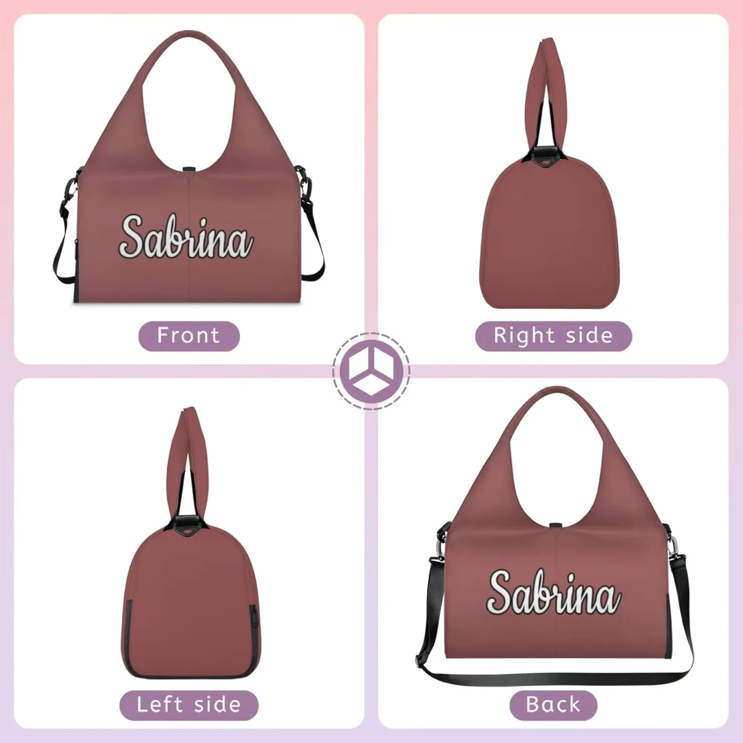 Custom Yoga Mat Gym Bag Tote Bag for Women Travel Workout Personalized Name Pilates Duffle Bag