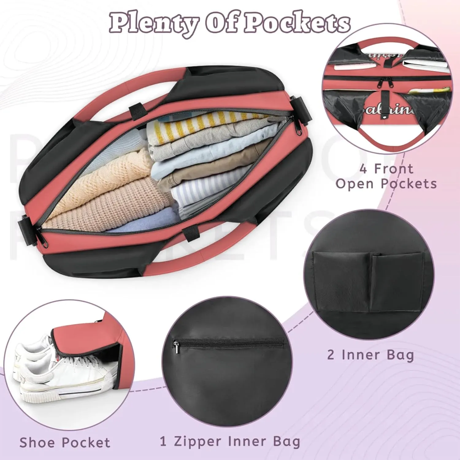 Custom Yoga Mat Gym Bag Tote Bag for Women Travel Workout Personalized Name Pilates Duffle Bag