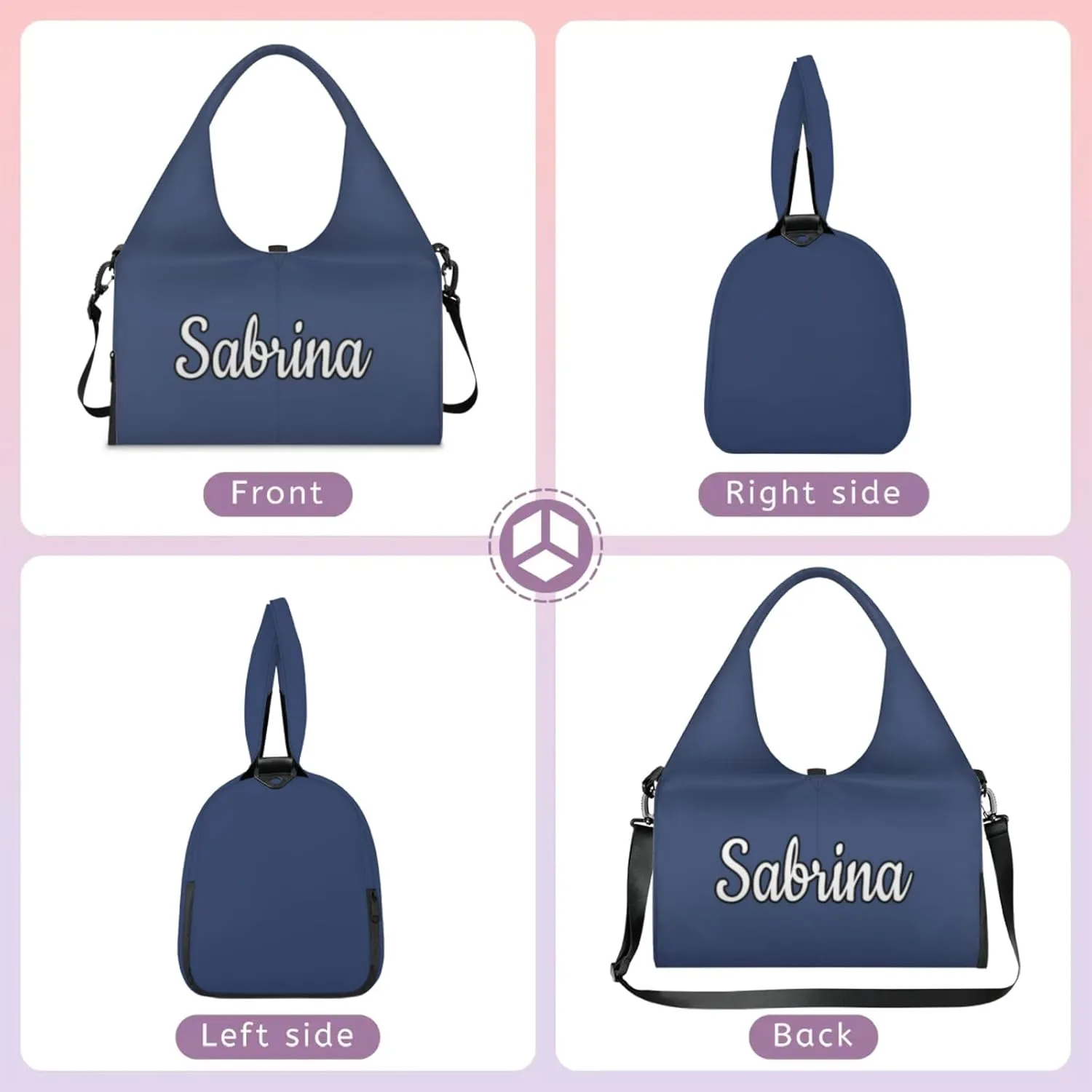 Custom Yoga Mat Gym Bag Tote Bag for Women Travel Workout Personalized Name Pilates Duffle Bag