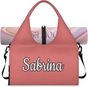 Custom Yoga Mat Gym Bag Tote Bag for Women Travel Workout Personalized Name Pilates Duffle Bag
