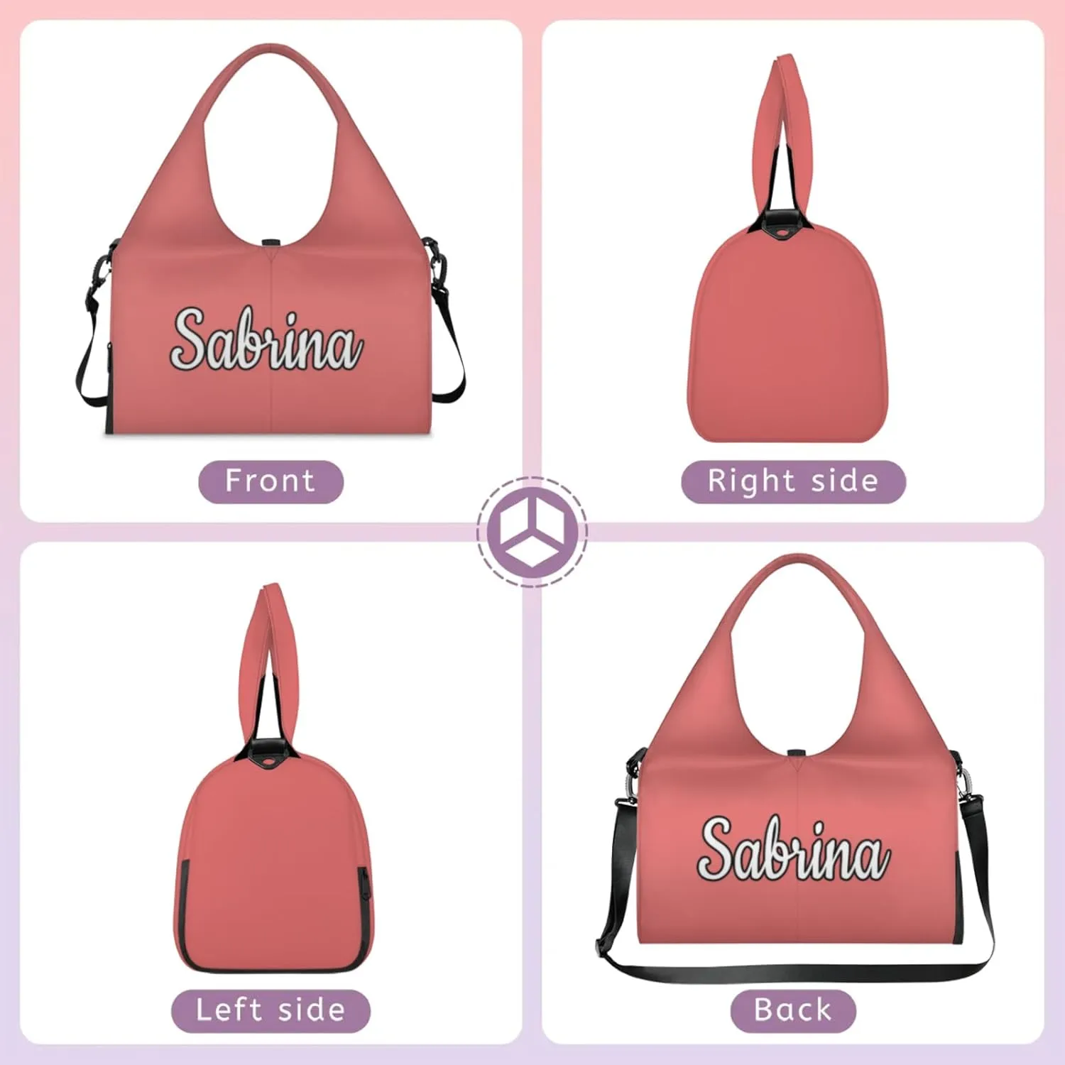 Custom Yoga Mat Gym Bag Tote Bag for Women Travel Workout Personalized Name Pilates Duffle Bag
