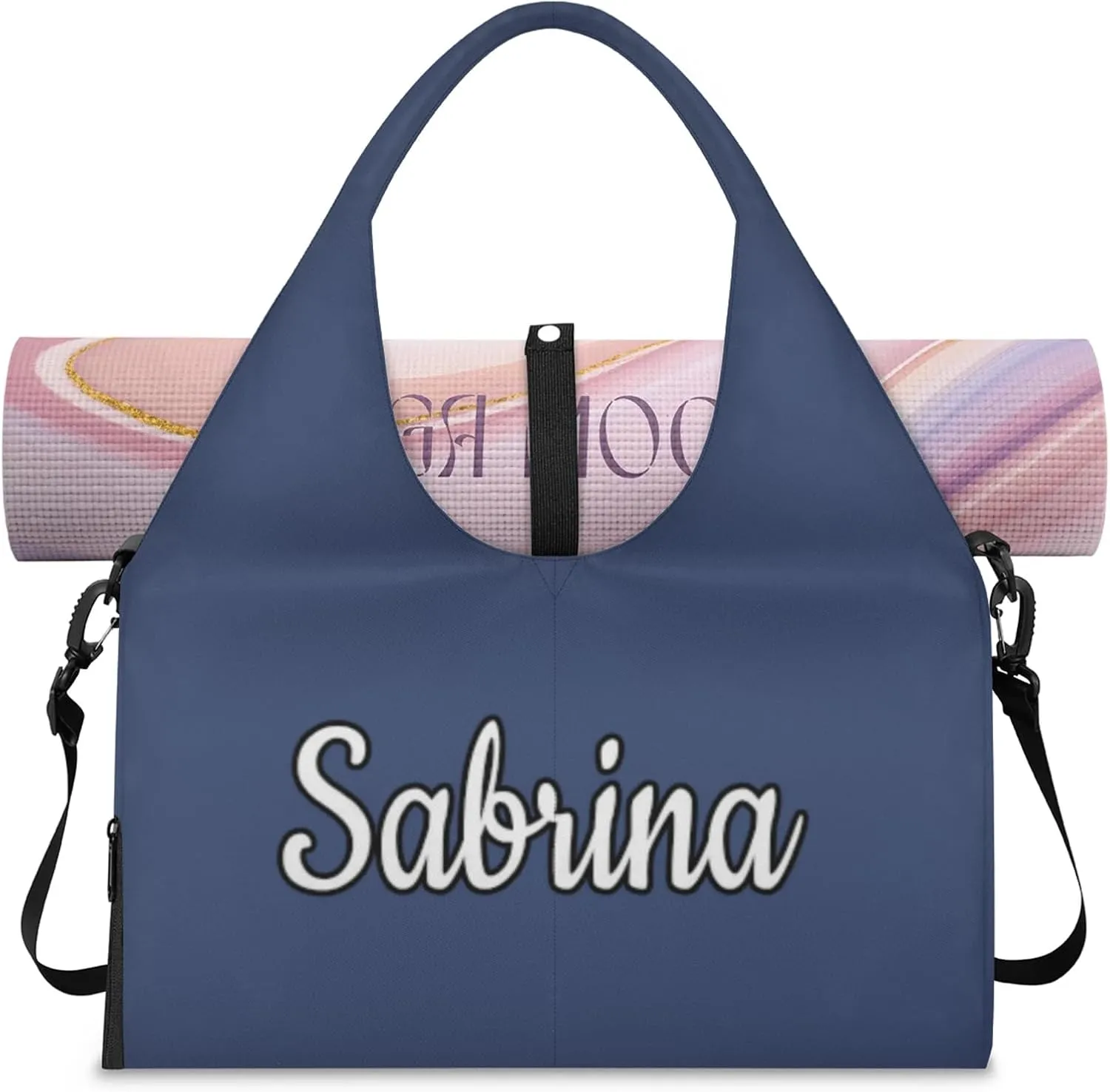 Custom Yoga Mat Gym Bag Tote Bag for Women Travel Workout Personalized Name Pilates Duffle Bag