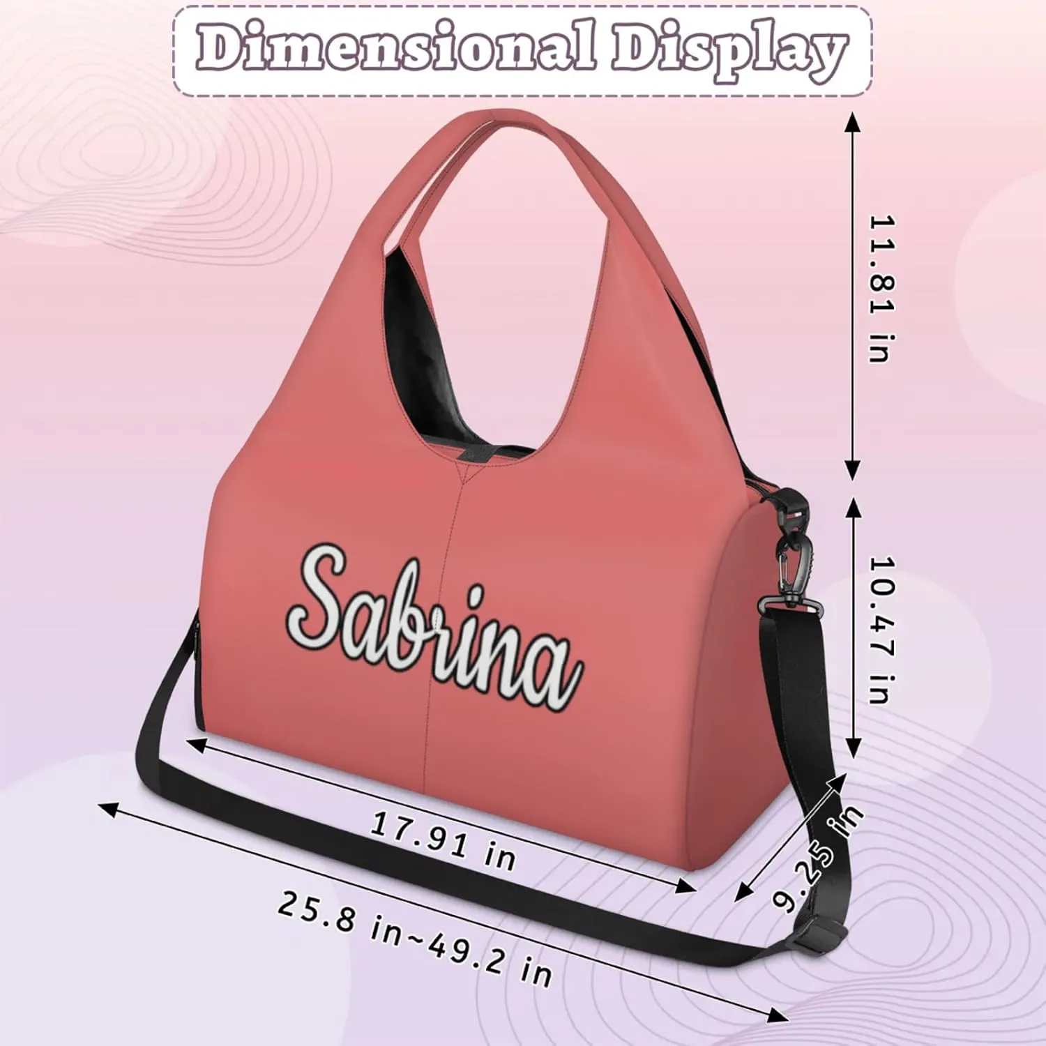 Custom Yoga Mat Gym Bag Tote Bag for Women Travel Workout Personalized Name Pilates Duffle Bag