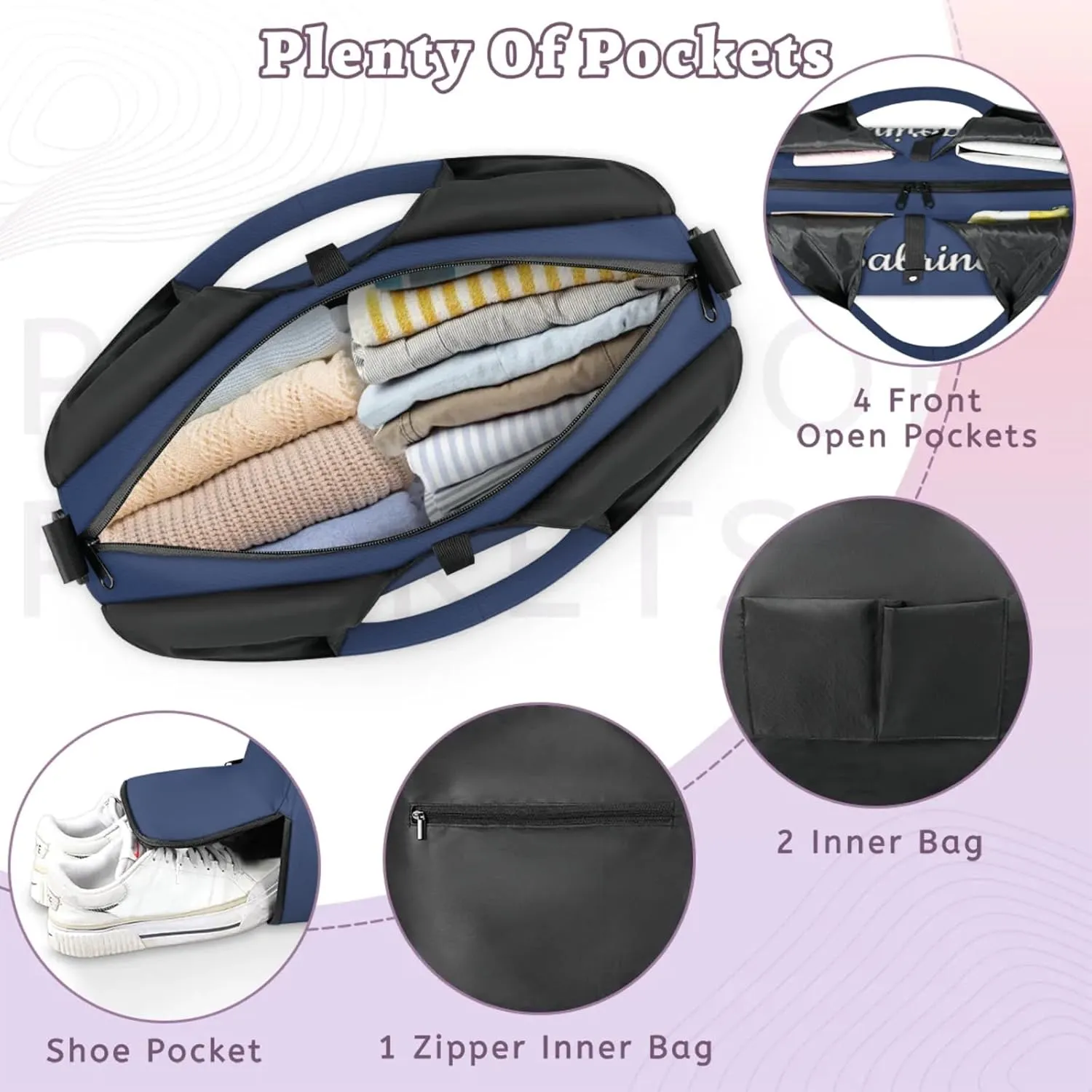 Custom Yoga Mat Gym Bag Tote Bag for Women Travel Workout Personalized Name Pilates Duffle Bag