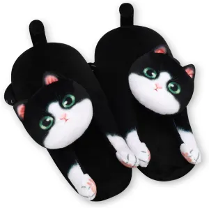 Cute Fuzzy Cat Slippers for Women Indoor and Outdoor, Funny Animal Winter Warm Memory Foam House Slippers, Gifts for Women and Cat lovers
