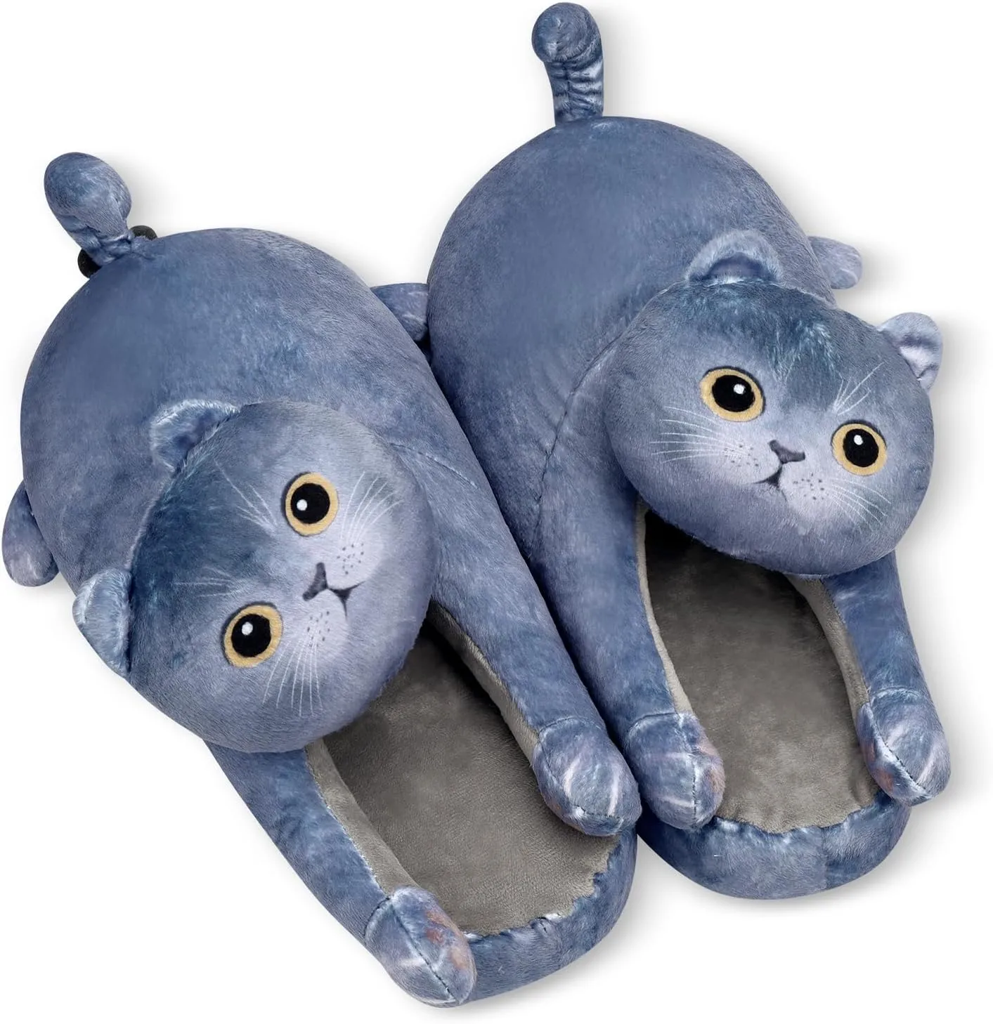 Cute Fuzzy Cat Slippers for Women Indoor and Outdoor, Funny Animal Winter Warm Memory Foam House Slippers, Gifts for Women and Cat lovers