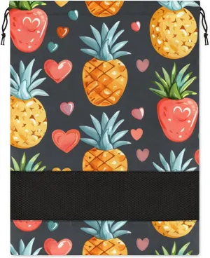 Cute Heart Pineapple Shoe Bags for Travel 17" x 12.4" Travel Shoe Bags for Packing Portable Shoe Storage Bags Drawstring Bags Travel Essentials