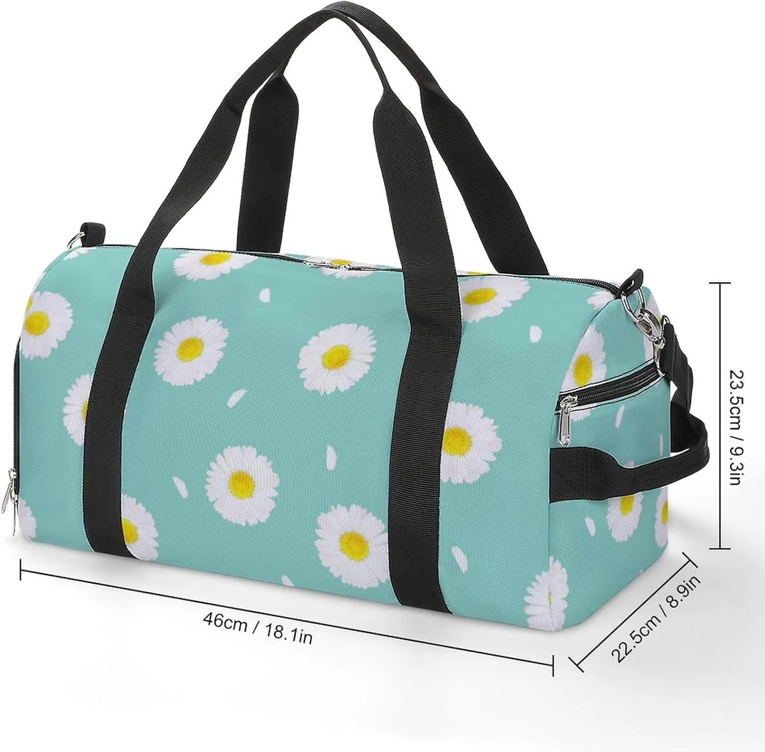 Daisy Floral Sports Tote Gym Bag for Women Men, Overnight Bag with Shoe Compartment Water Resistant