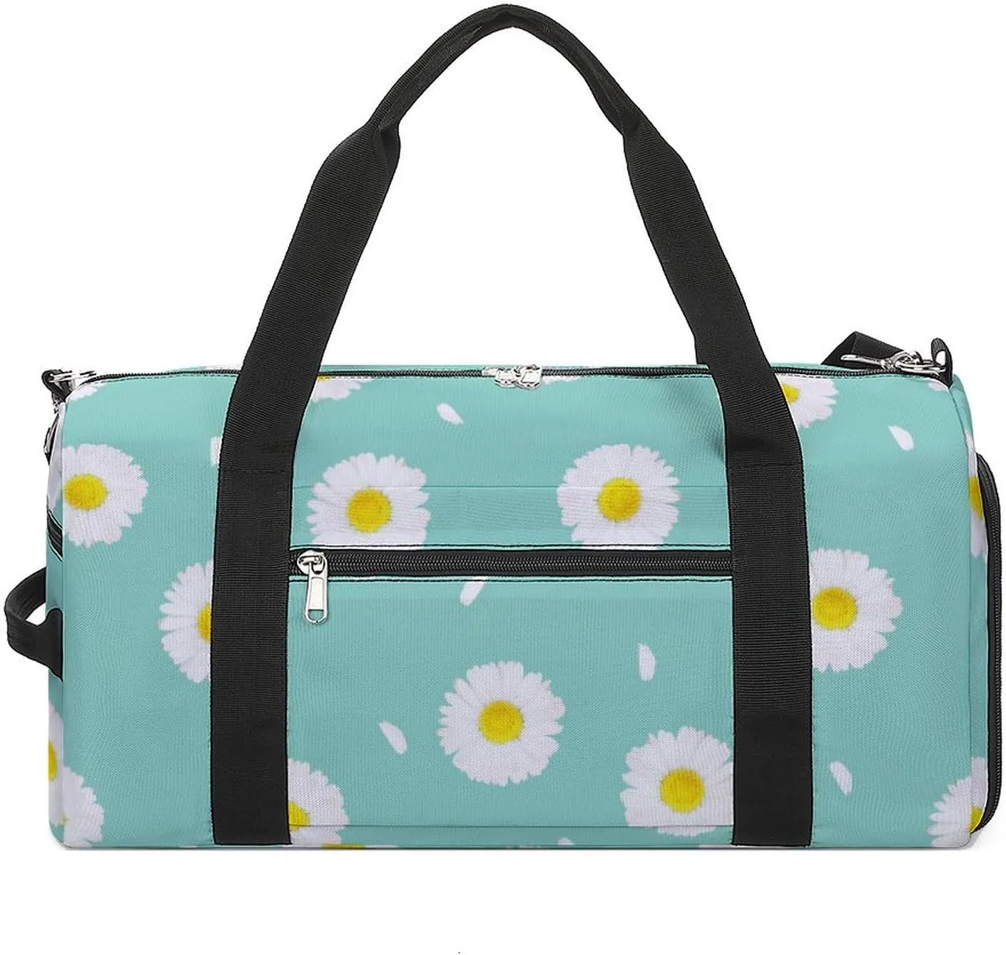 Daisy Floral Sports Tote Gym Bag for Women Men, Overnight Bag with Shoe Compartment Water Resistant
