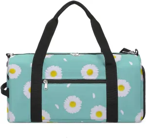 Daisy Floral Sports Tote Gym Bag for Women Men, Overnight Bag with Shoe Compartment Water Resistant