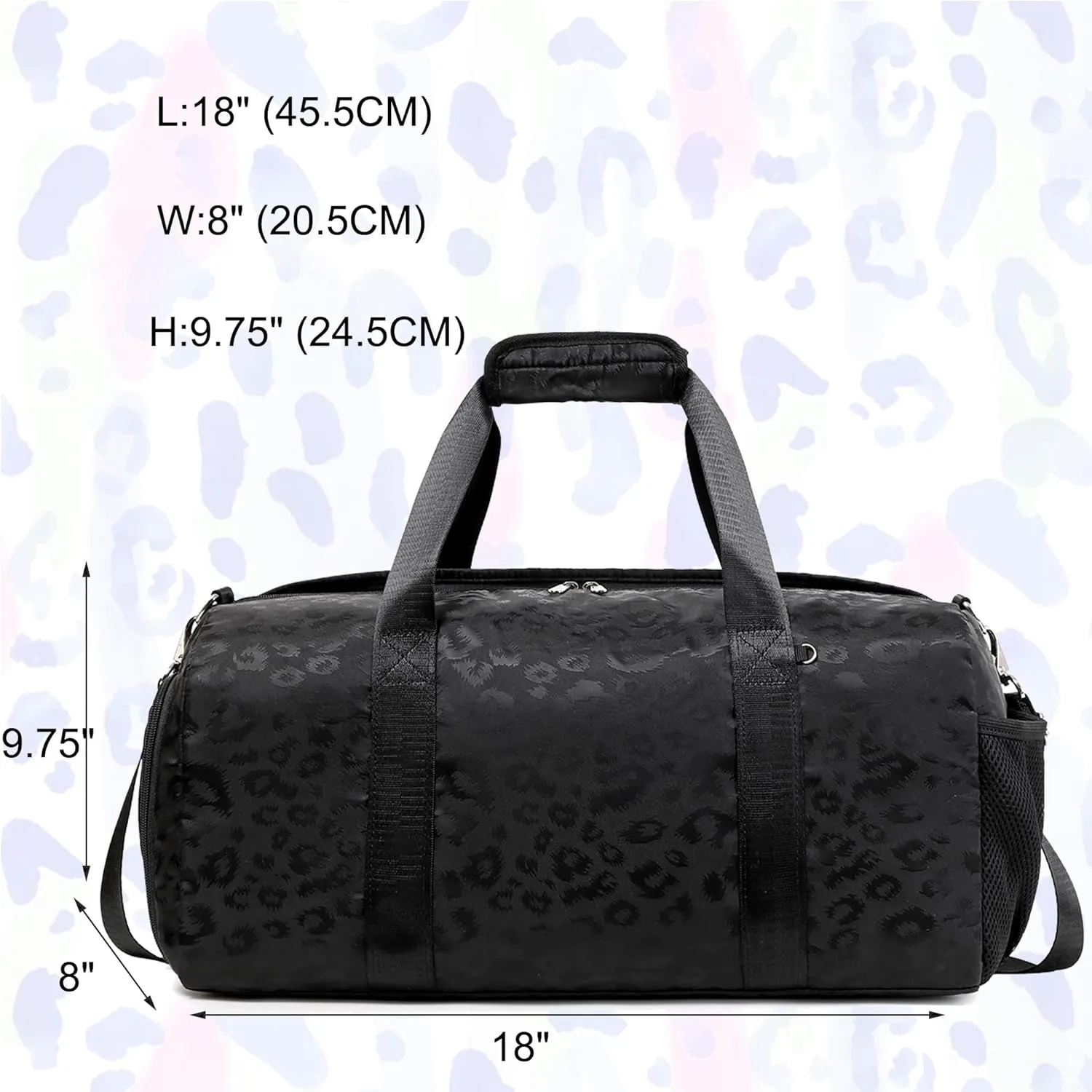 Dance Bag for Girls Duffle Bag Girls Overnight Bags Sleepover Gym Gymnastics Bags with Shoe Compartment and Wet Pocket,Leopard Shape