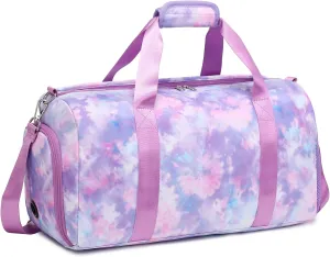 Dance Bag for Girls Sports Gym Bag for Girls Teen Travel Duffel Bags Waterproof Tie-dye Purple Overnight Duffel Bag with Shoe Compartment Ballet Gym Bag