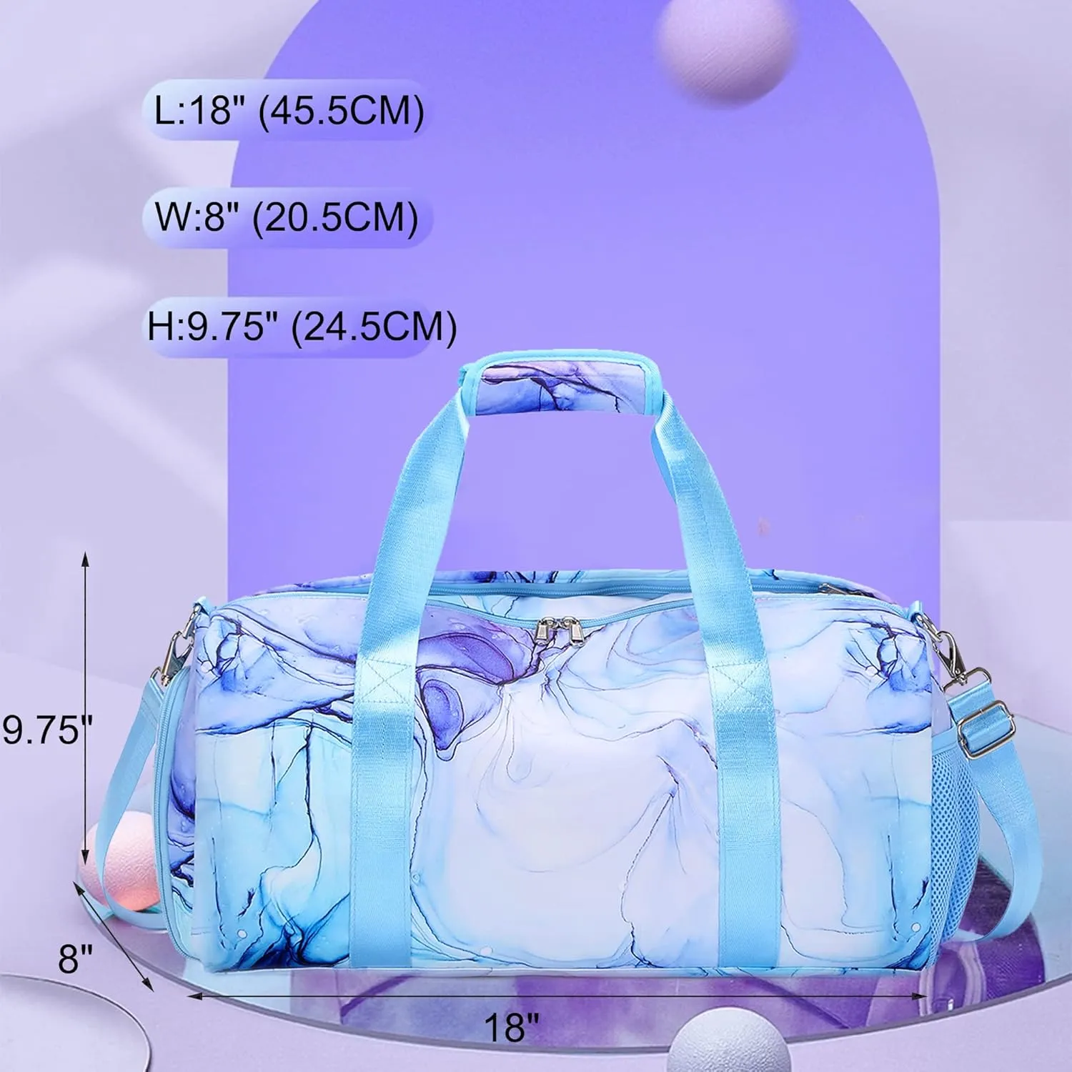 Dance Bag Girls Dance Duffle Bag Sports Gym Bags Weekender Sleepover Overnight Bags with Shoe Compartment and Wet Pocket