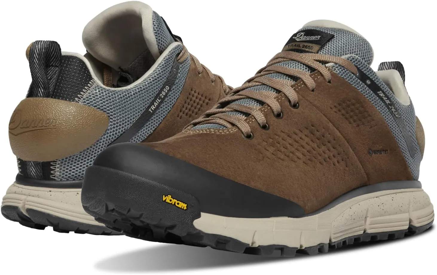 Danner Trail 2650 3” Waterproof Hiking Shoes for Men - Durable Leather & Textile Upper with Breathable Gore-Tex Lining and Vibram Traction Outsole, Kangaroo Brown/Stormy Weather - 10.5 D