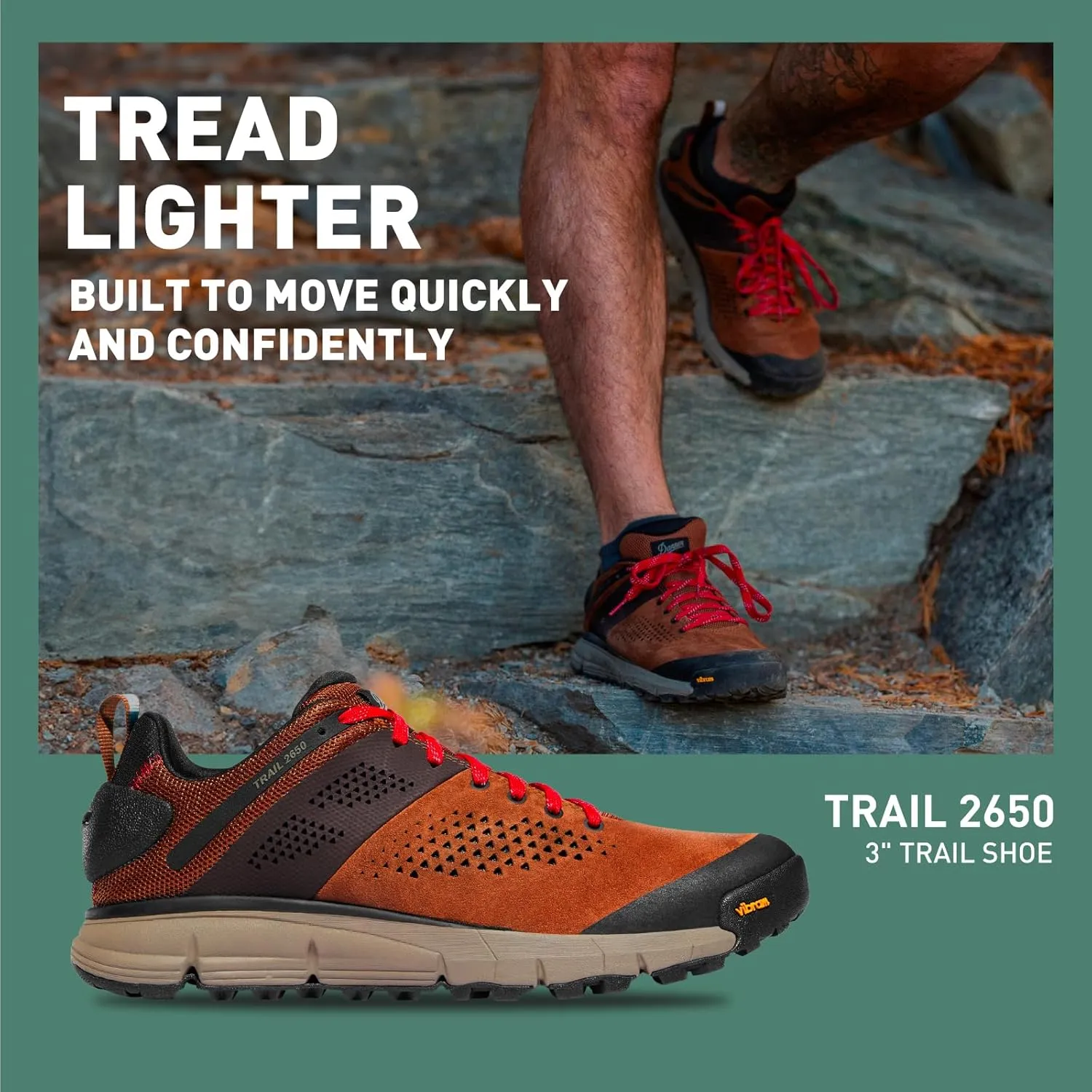 Danner Trail 2650 Hiking Shoes for Men - Durable Suede, Lightweight Textile with Breathable Mesh Lining, Ortholite Footbed & Vibram Traction Outsole