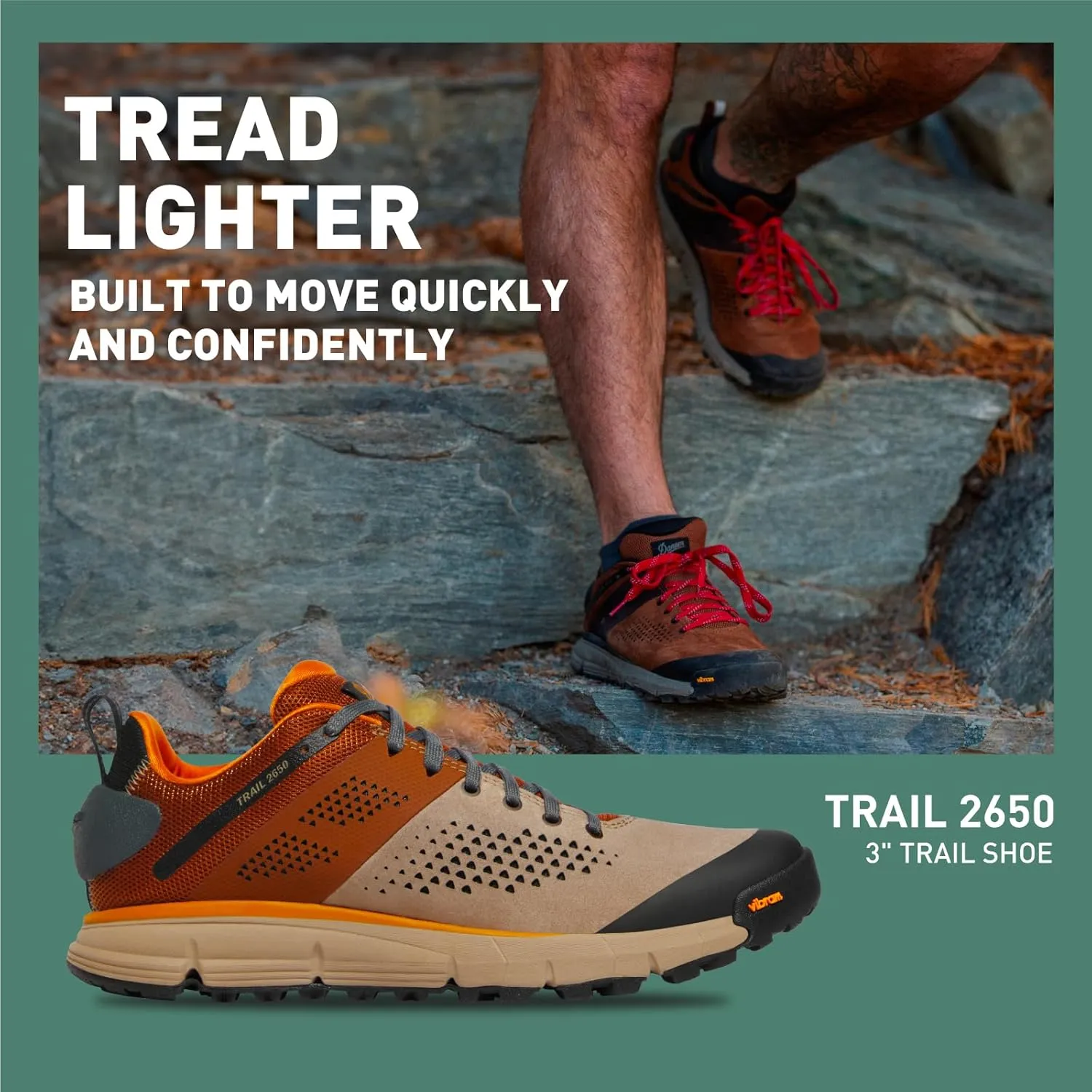 Danner Trail 2650 Hiking Shoes for Men - Durable Suede, Lightweight Textile with Breathable Mesh Lining, Ortholite Footbed & Vibram Traction Outsole