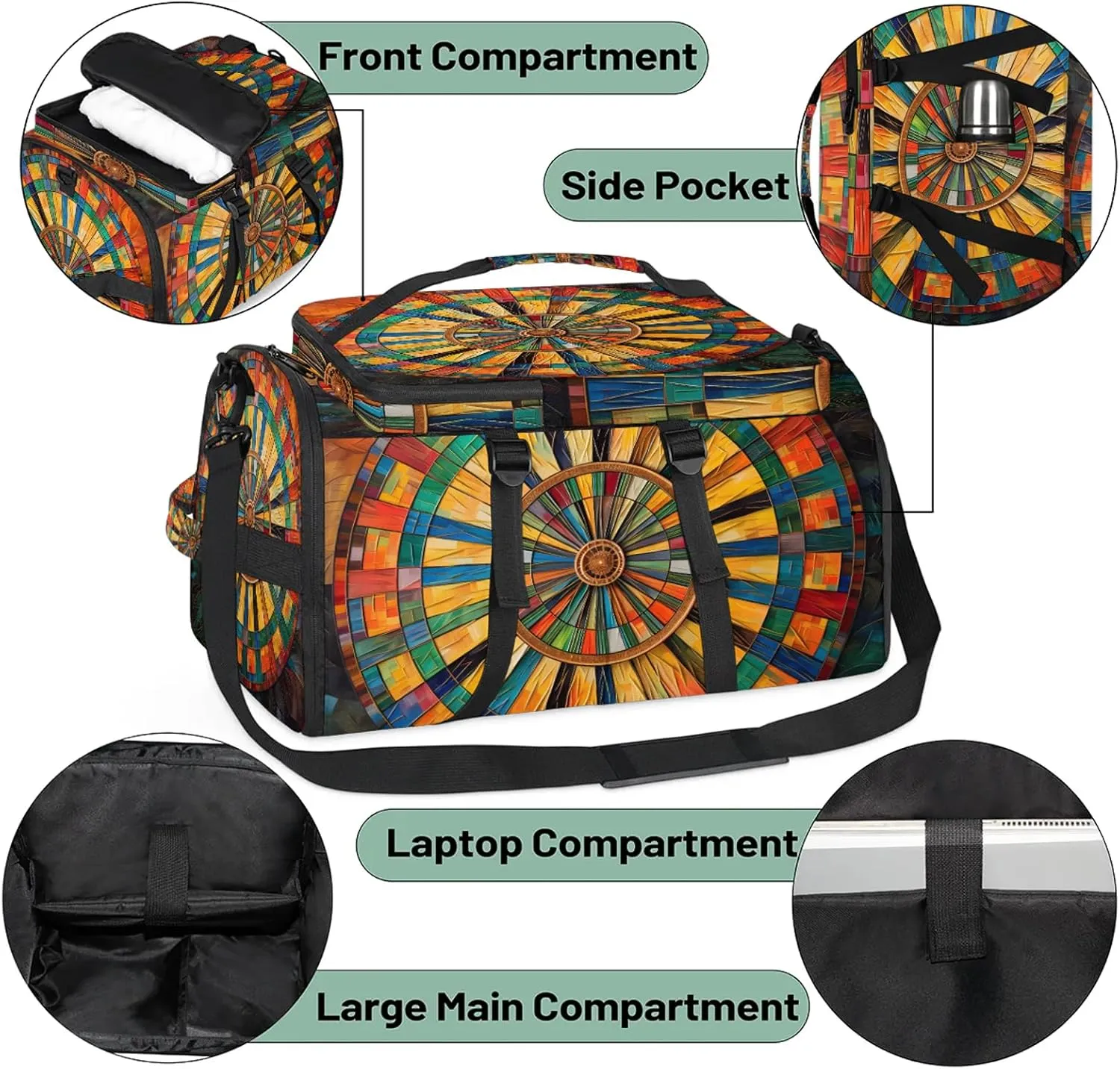 Darts Board Sports Gym Bags for Men Women Sports Backpack with Shoe Compartment 3-in-1 Tactical Duffle Bag for Overnight Weekender Travel