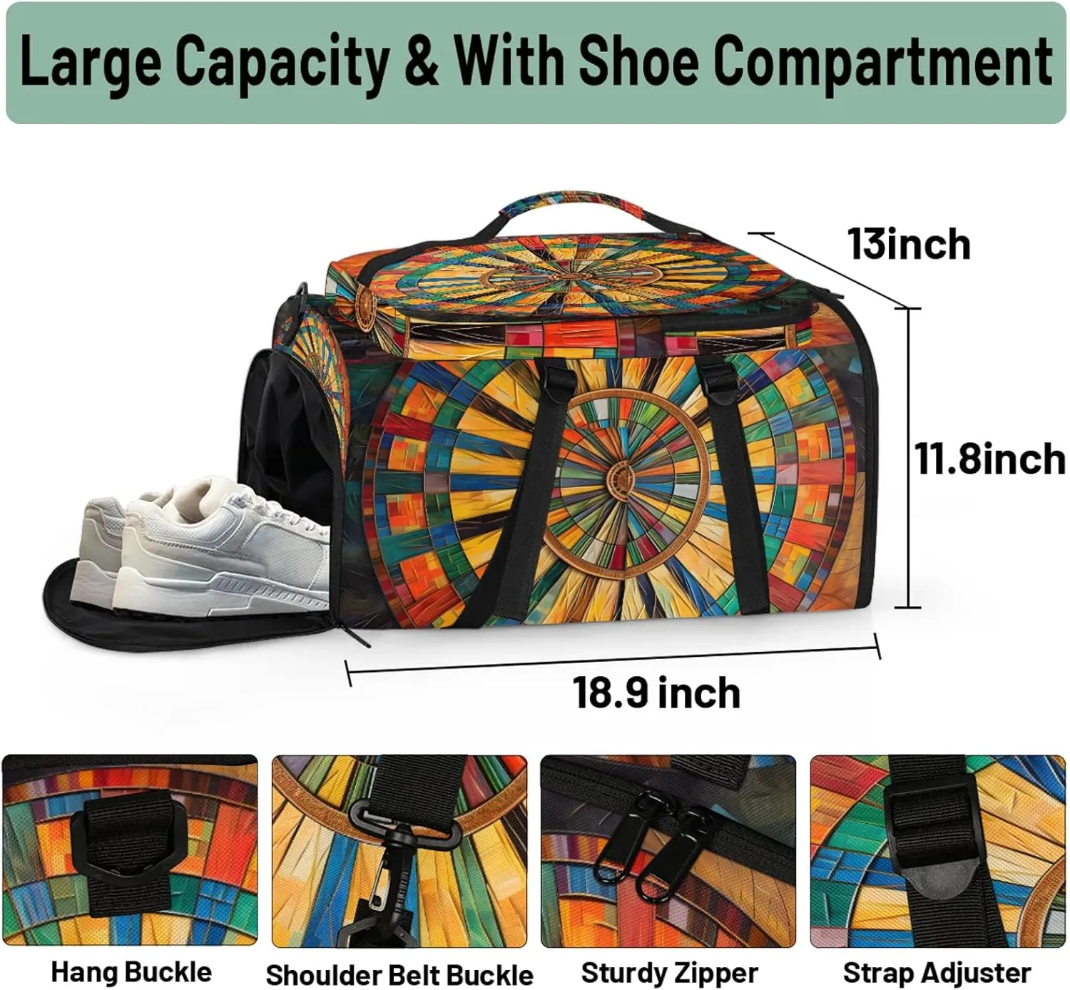 Darts Board Sports Gym Bags for Men Women Sports Backpack with Shoe Compartment 3-in-1 Tactical Duffle Bag for Overnight Weekender Travel